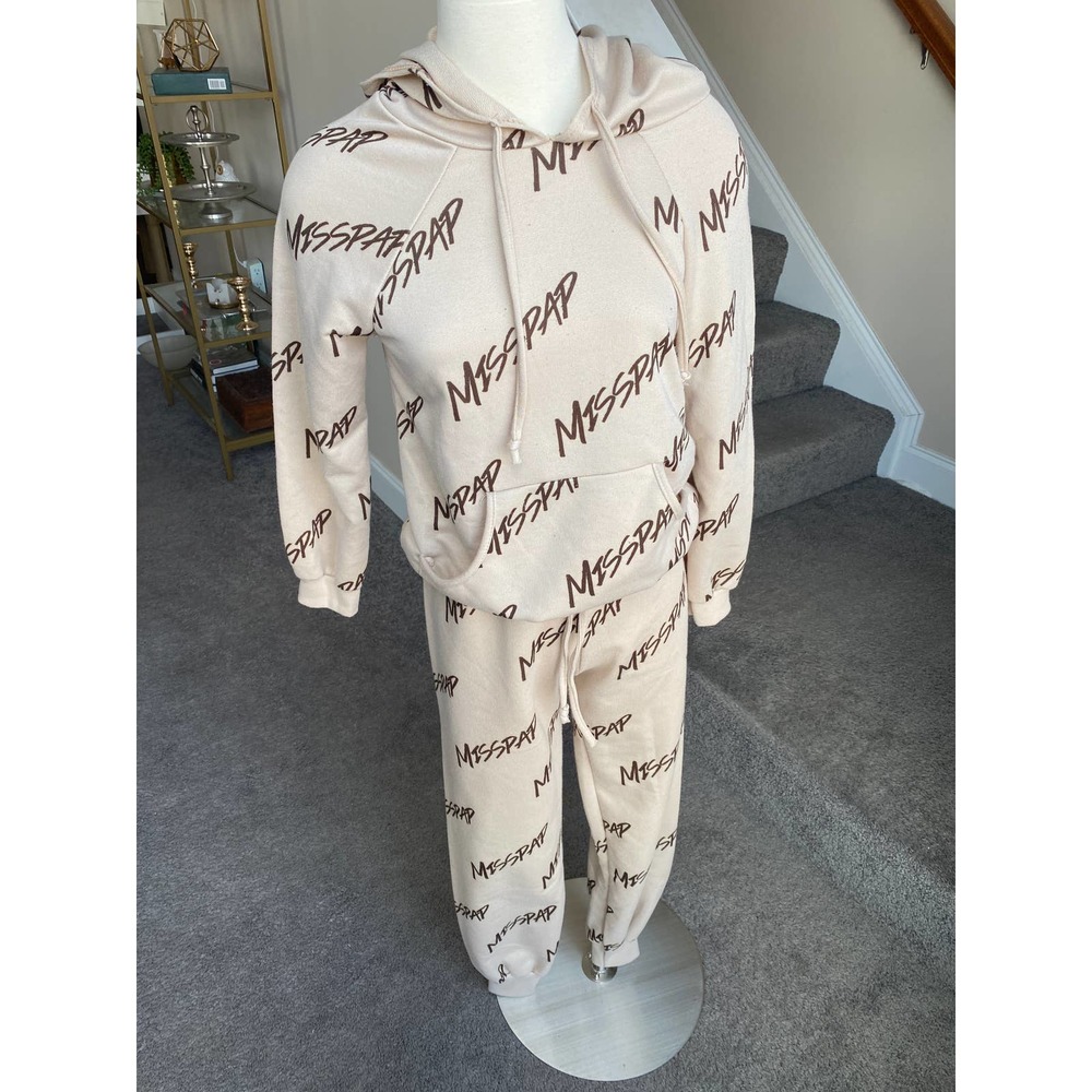 Miss Pap tan/brown hoodie/jogger set, size small